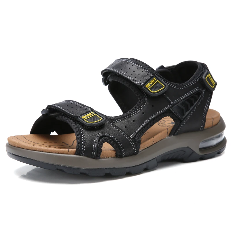 

2020 Summer Genuine Leather Sandals Men Summer Shoes Comfort Men Beach Sandals Hook Loop Leather Men Shoes Dropshipping