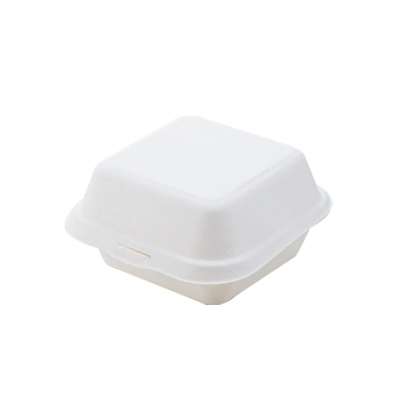 

Pfas Free Custom Wholesale Bagasse Hamburger Clamshell Pulp Food Containers Sugarcane Bagasse Lunch Box