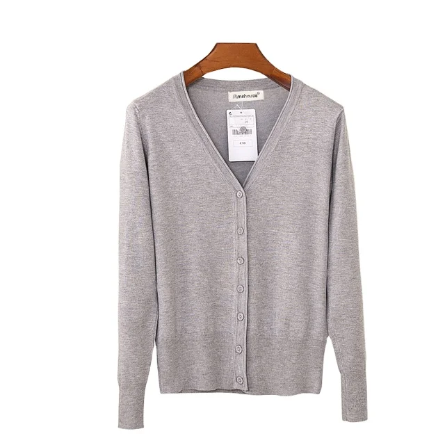 26 Colors Knitted Cardigans Spring Autumn Cardigan Women Casual Long Sleeve Tops V Neck Solid Women Sweater Coat