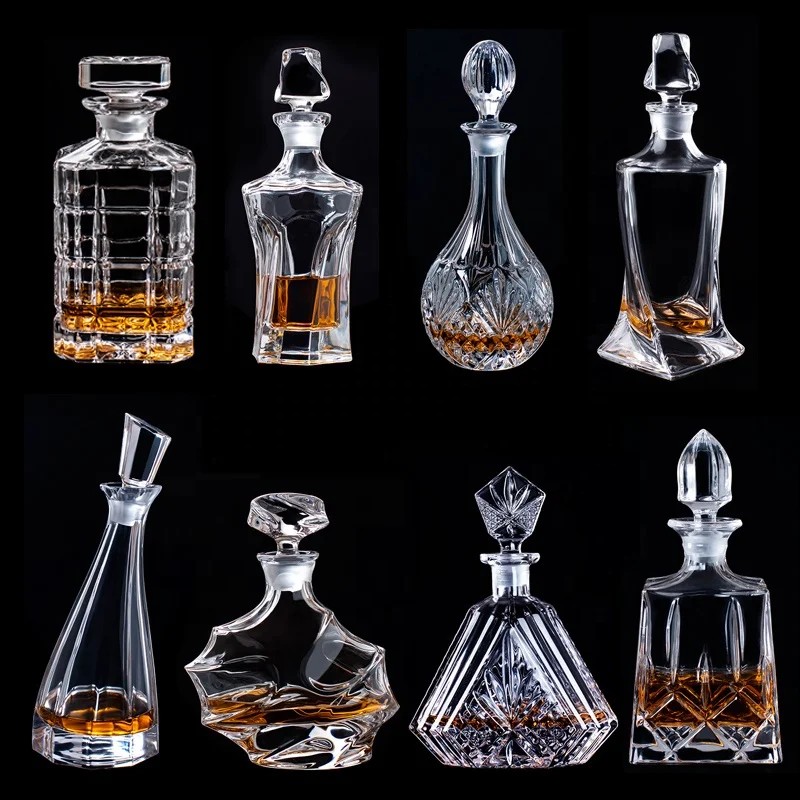

unique glass whiskey decanter
