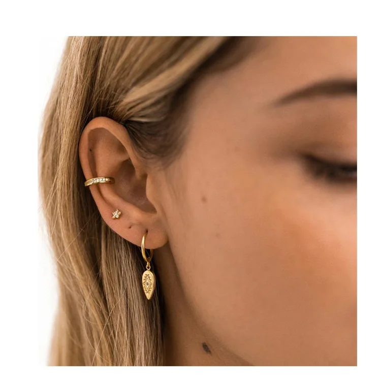 

New Fashion trendy style women channel rhinestone stud earrings silver 925 sterling