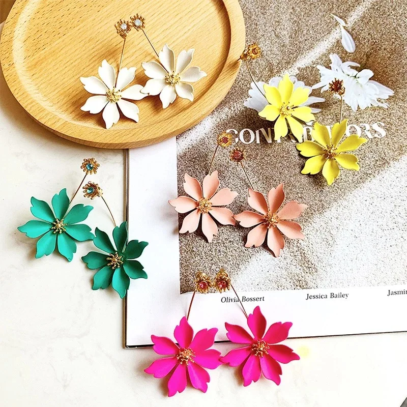 

GT Hot Selling Fashion Earings For Women 2021 New Design Colorful Hawaiian Flower Earrings Wholesale Oversized Earrings