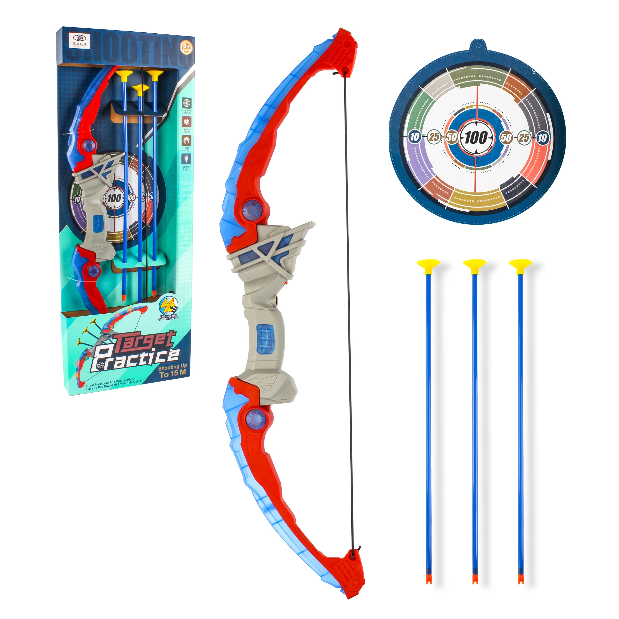 

Outdoor Play Toy Soft Bullet Led Light Up Archery Bow And Arrow Sport Toy Set For Kids
