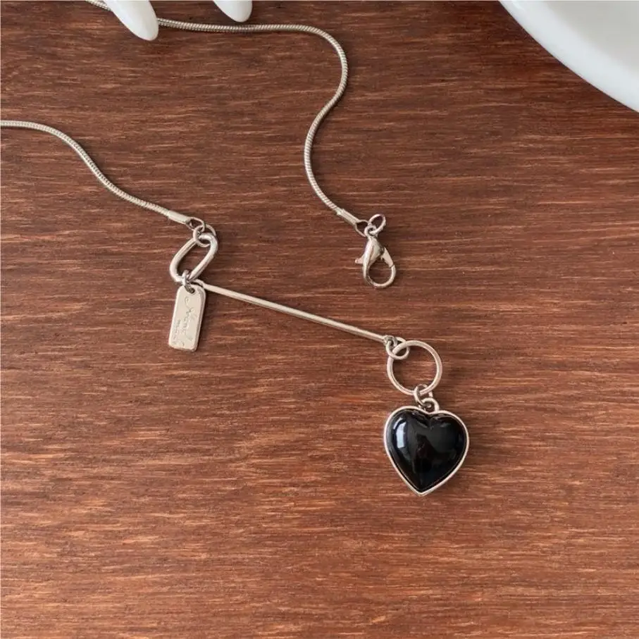 

VIANRLA 925 Sterling Silver Black Onyx Heart Pendant Zircon Minimalist Necklace For Women Jewelry Wholesale Free Laser Logo