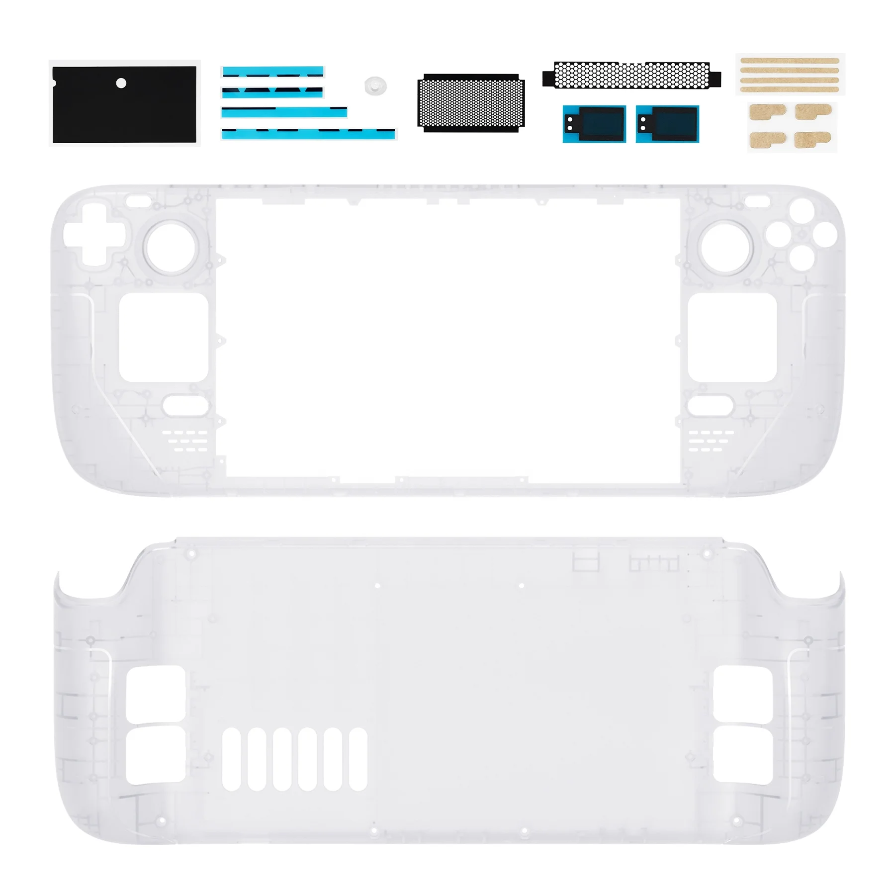 

eXtremeRate Custom Clear Faceplate Back Plate Full Set Replacement Shell For Steam Deck Console