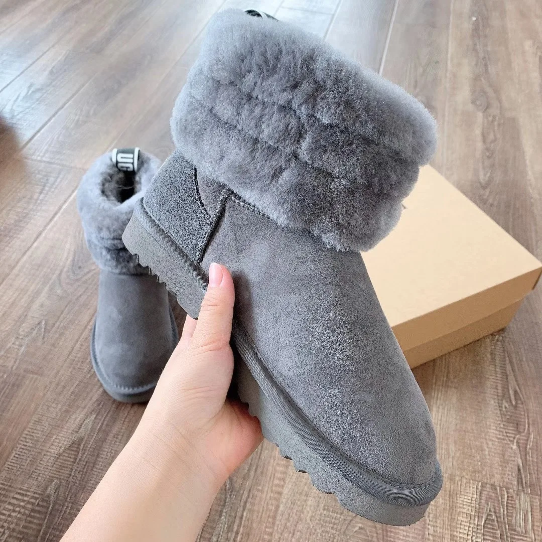 

Wholesale custom winter new best selling Women's Fluff Mini Quilted Ankle snow Boot, Customized color