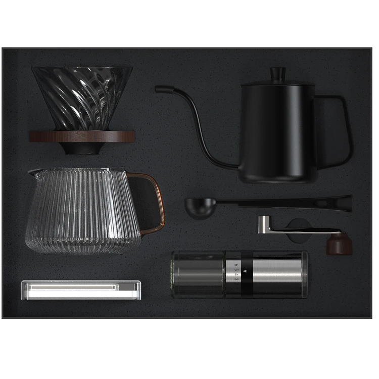 

CHINAGAMA Sale Outdoor Modern Manual Drip Travel Bag Gift Box Packaging Grinder Pot Kettle Pour Over Coffee Maker Set
