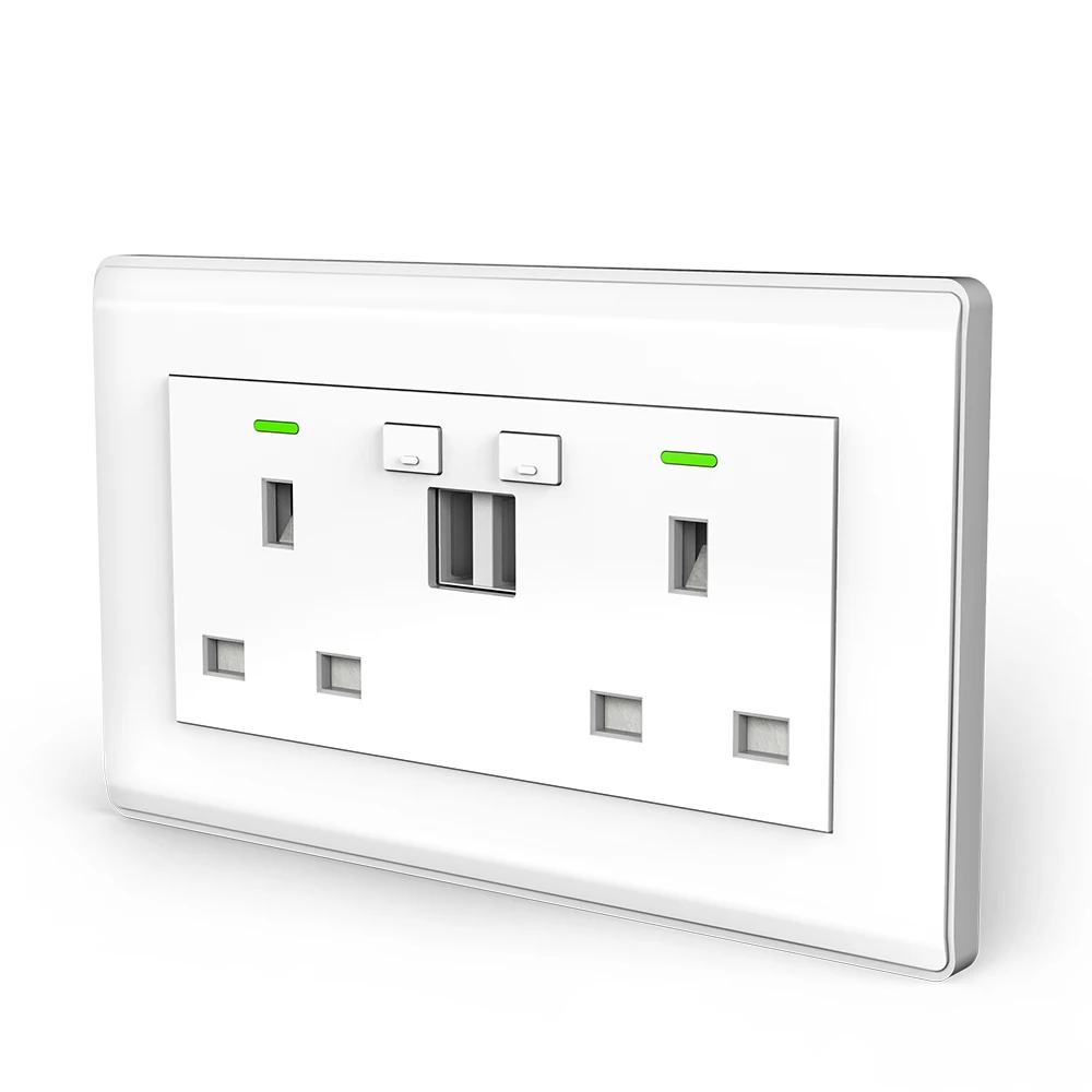 

TR design switch wall USB socket smart UK electric wall socket for Tuya