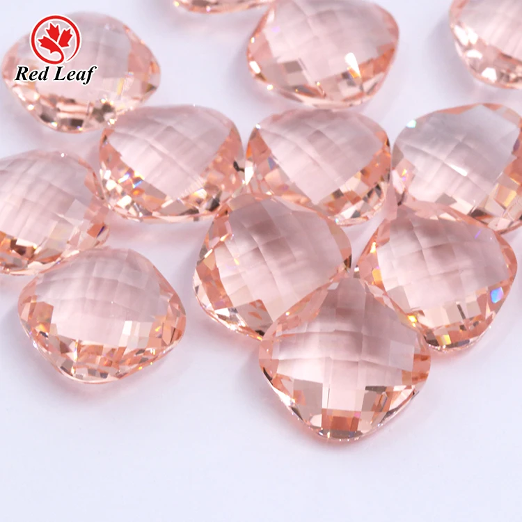 

Redleaf Jewelry Hot sale Synthetic glass stone double turtle face Morganite color Glass gems