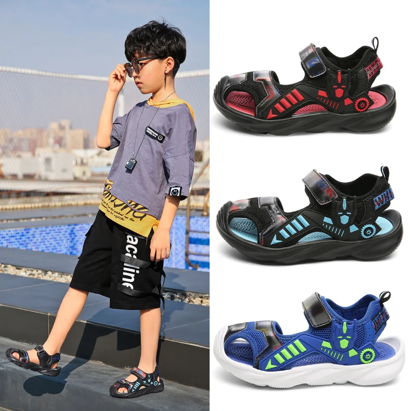 

2021 new kids slides New Canvas Sandals Boys Solid slides footwear Soft Sole Anti-Slip Children Shoes Kids Summer Beach Sandals, Mix colour