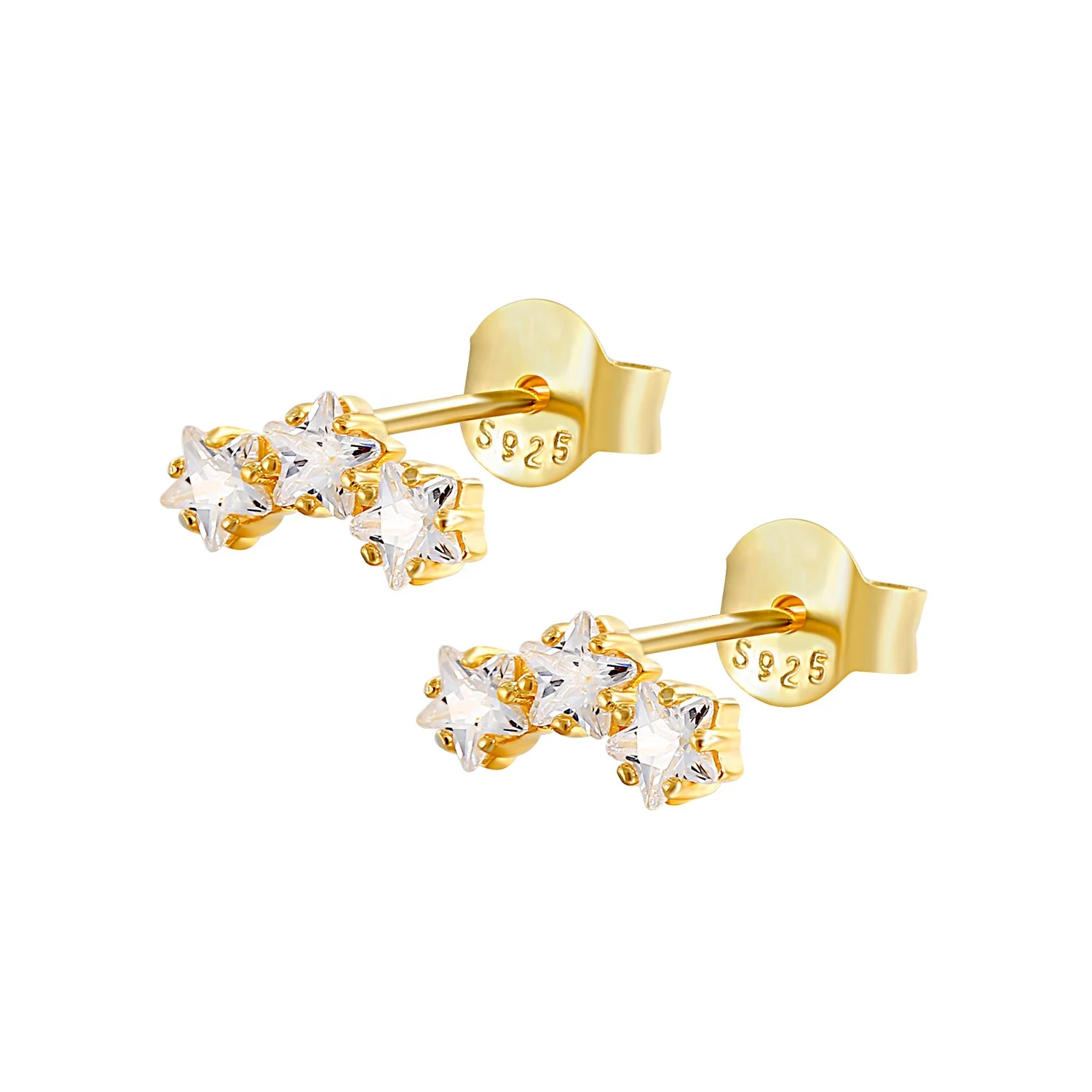

HYH 925 silver geometric zircon star stud earrings, Optional