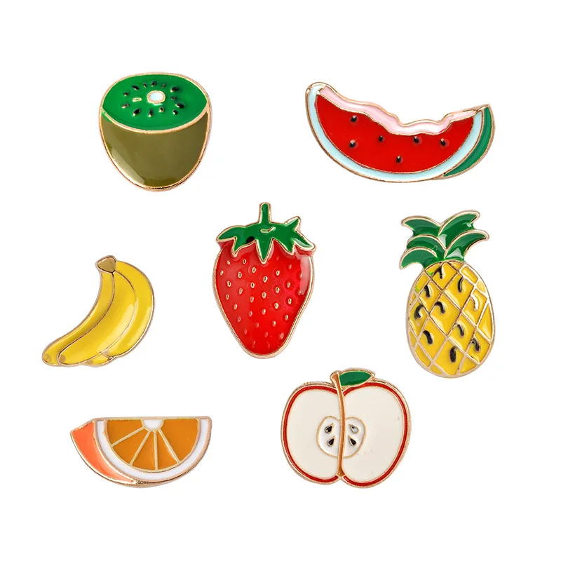 

Fruit Pins Brooch Banana Strawberry Watermelon Kiwi Apple Orange Pineapple Brooch For Women Men Enamel Metal Badge Pins Jewelry