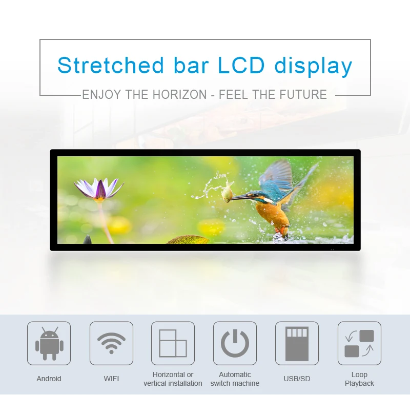 Hot new ultra Wide stretched Bar LCD advertising display/ads player LCD commercial Ultra stretched bar lcd display