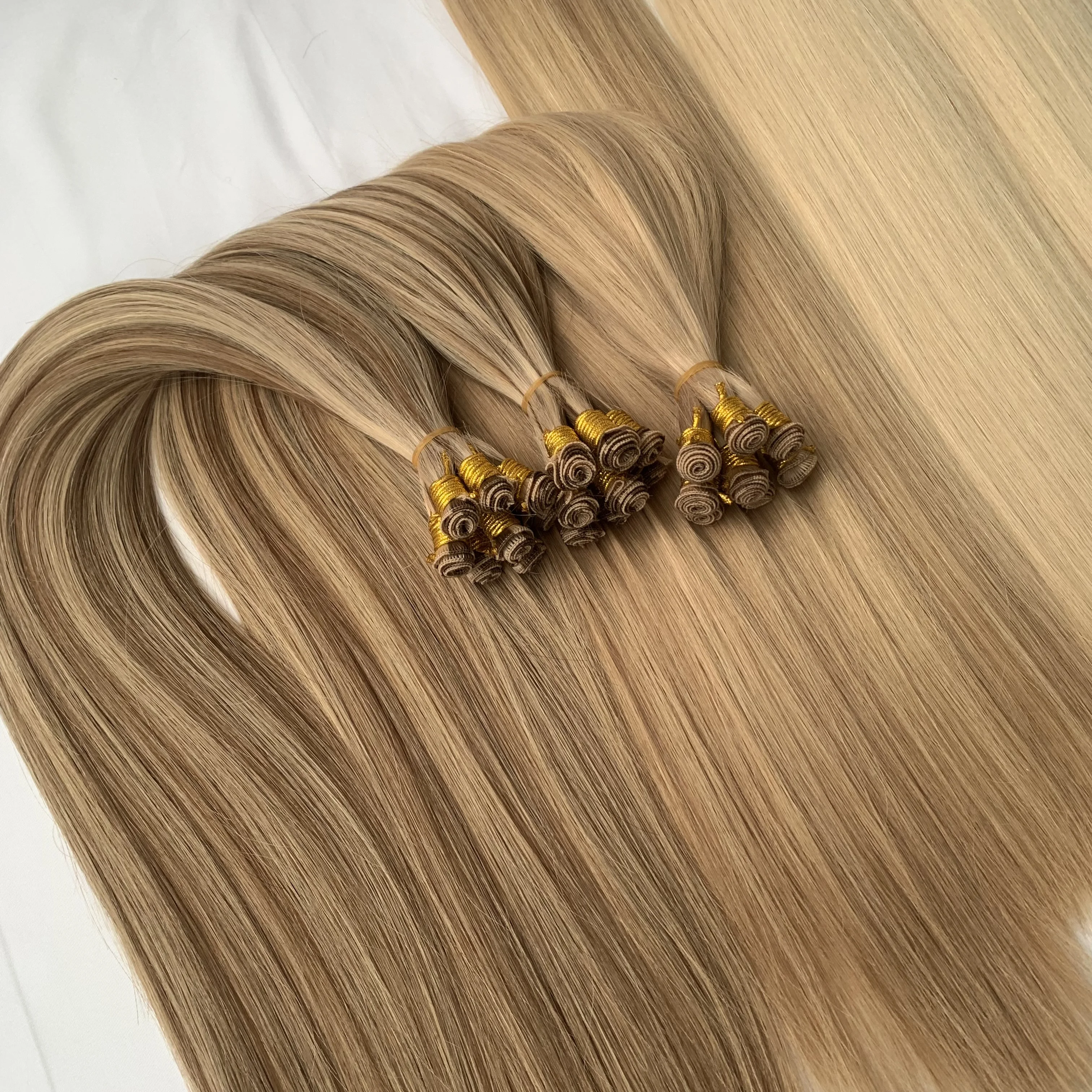 

100% Russian Human Virgin Remy Hair Extensions Wholesale High Quality Straight Hand Tied Weft Double Drawn Hair For Women, All color