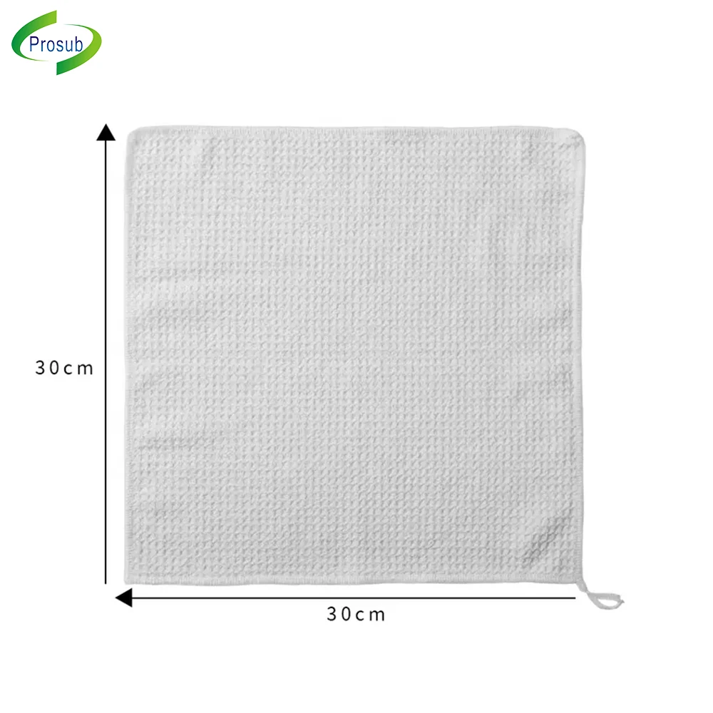 

Prosub Wholesale Sublimation Waffle Tea Towel Blank Custom Printing Logo Polyester Microfiber Sublimation Kitchen Towels