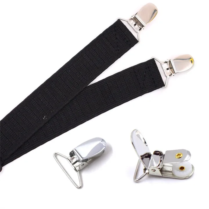 Garter Belt Metal Clips Stirrup Style Elastic Strap Uniform Suspender ...