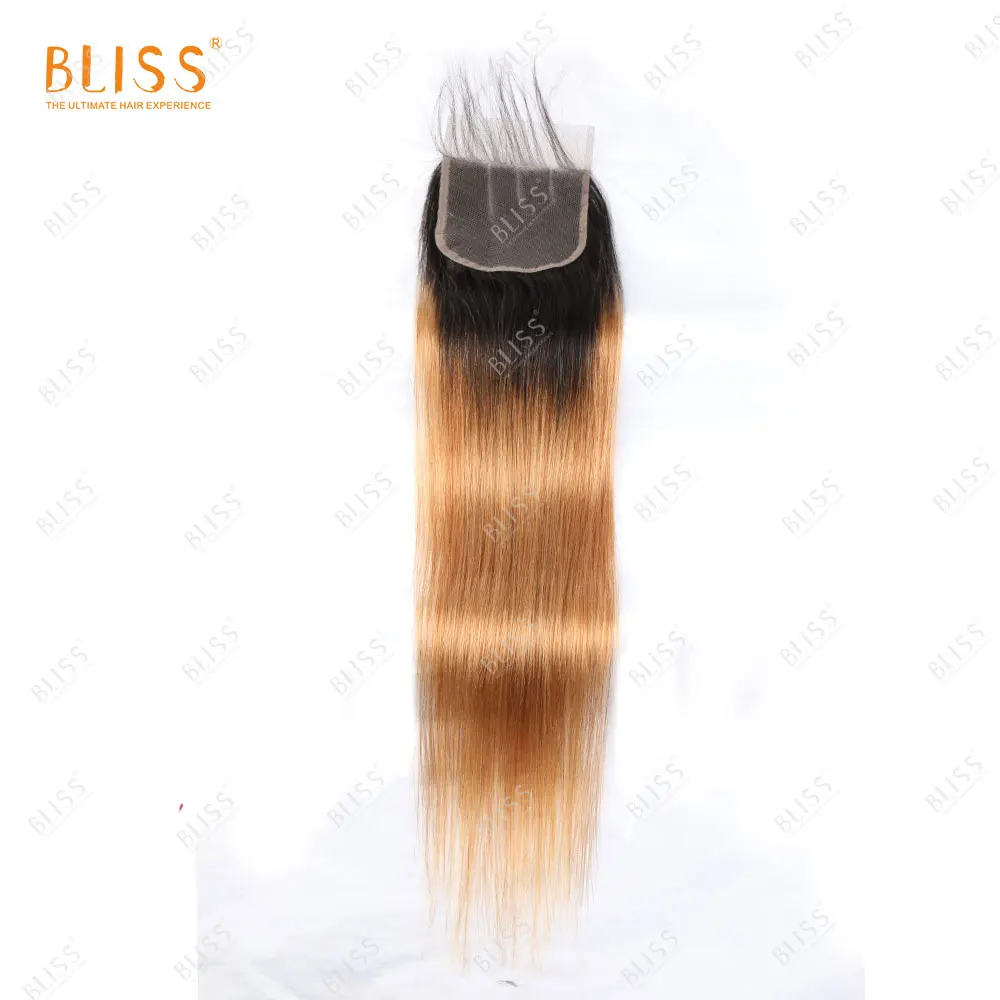 

Bliss Cheap Color Hair 4x4 Lace Closure T1B27 Peruvian Cuticle Aligned Human Hair Frontal Lace Closure with Bundles