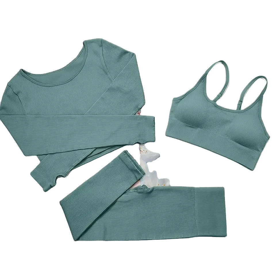 Three Piece Set Breathable High-Waisted Yoga Set
