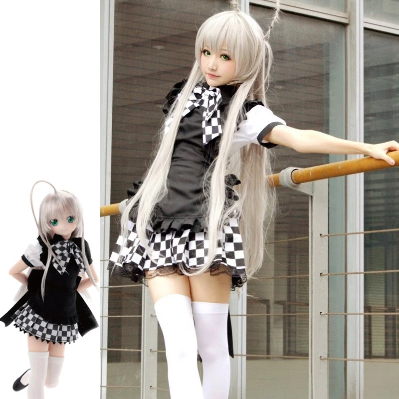 

Anime Nyaruratohotepu Cosplay Lovely Plaid Skirt Maid Dress