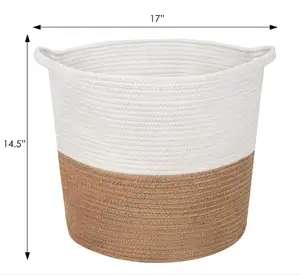 Image of ins 2019 551-10 chinese traditional Decorative Woven Cotton Rope Storage Baskets Organizer for Toys, Laundry, Blankets, Towel