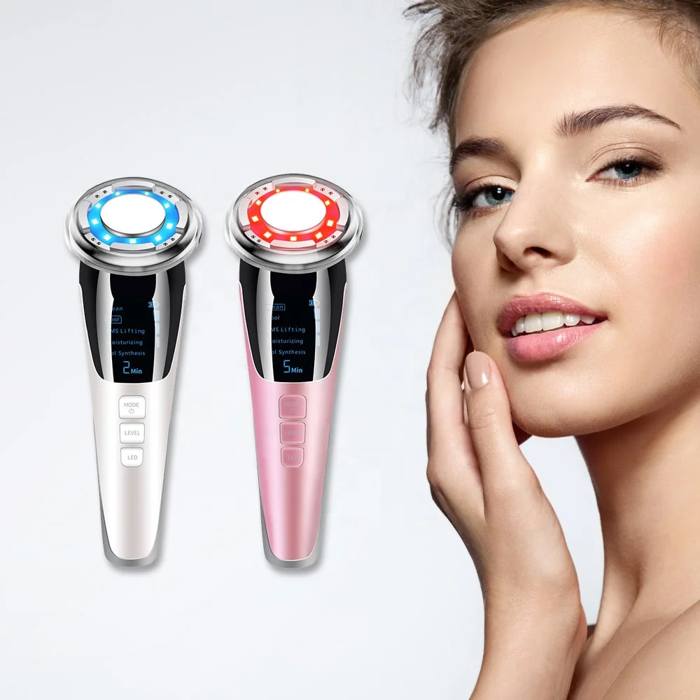 

New trends facial clean product EMS galvanic machine led photon light therapy hot cold face lifting massager