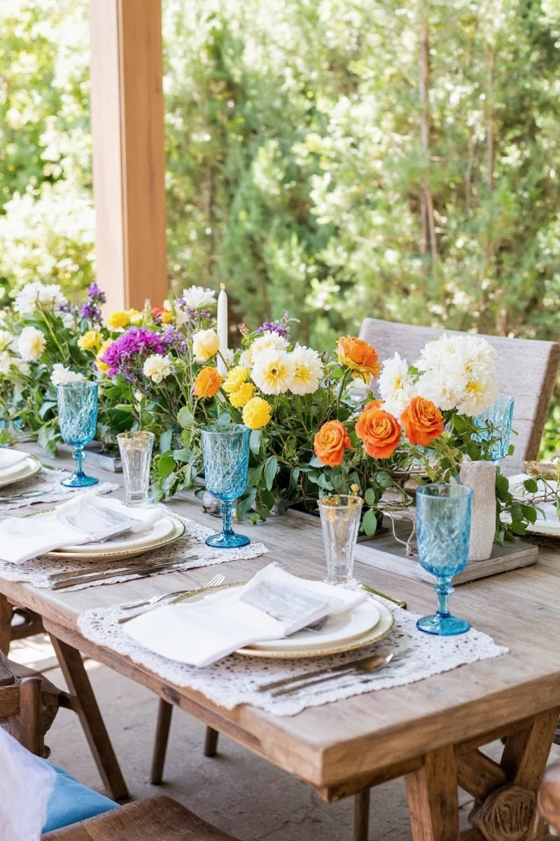 DIY centerpiece with fruits and flowers