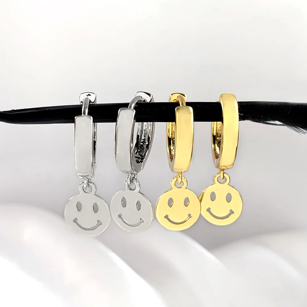 

INS Hot sale lovely smile hoop earrings 18k gold plated earrings for women 2021 Smiley Face Earrings Jewelry