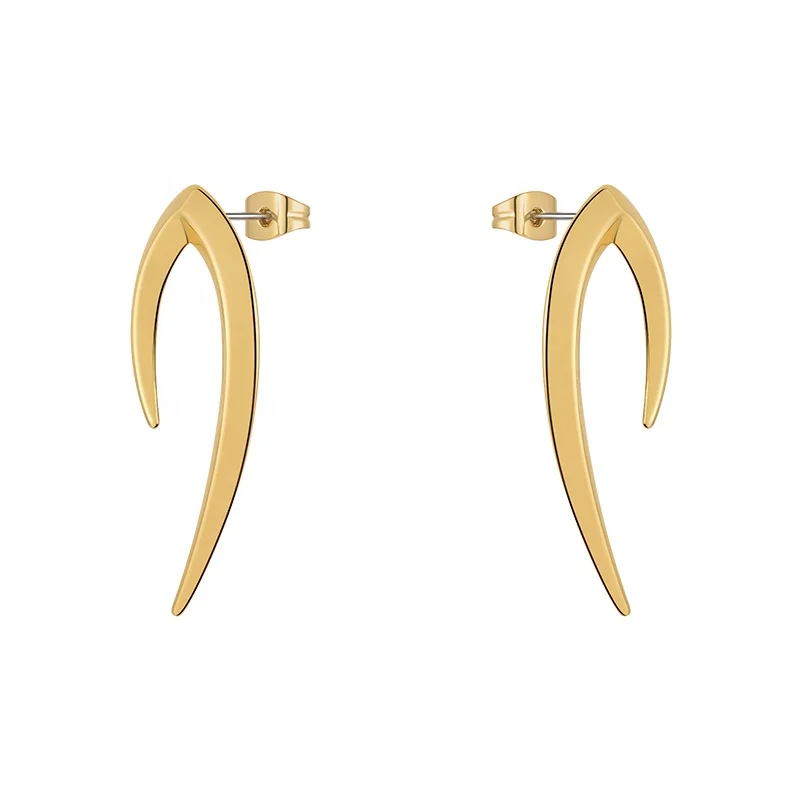 

Original Design 18K Gold Plated Brass Jewelry In Ear Stud For Women Gold Color Blade Piercing Pendientes Punk Earrings E221437
