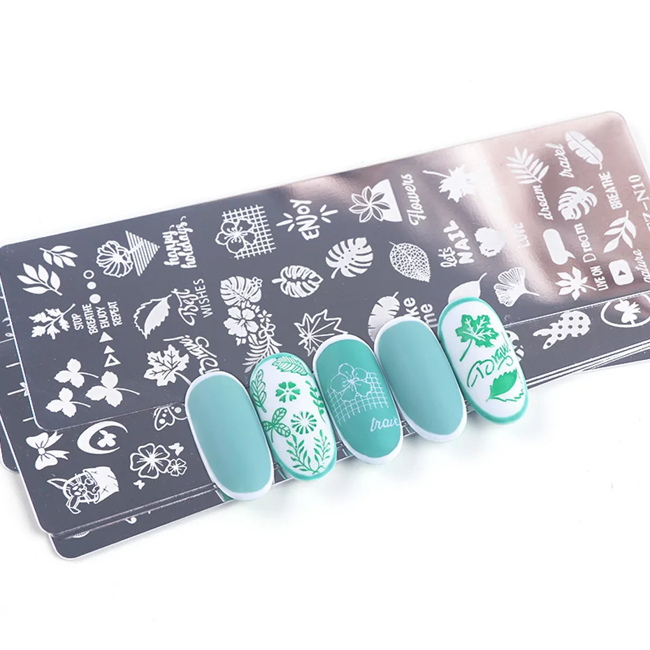 

1pcs 12x4cm Nail Stamping Plates Leaf Flowers Butterfly Cat Nail Art Stamp Templates Stencils Design Polish Manicure