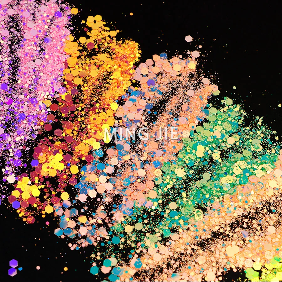 

Bulk Color Shifting Chameleon Glitter Mix Powder For Craft Makeup Acrylic Nail Art Neon UV Chunky Glitter Mix