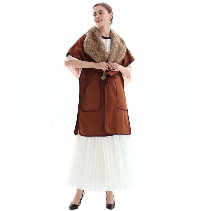 

C118 2021 fur coat women winter wear Fur Collar woolen long outer college jacket winter coats for women