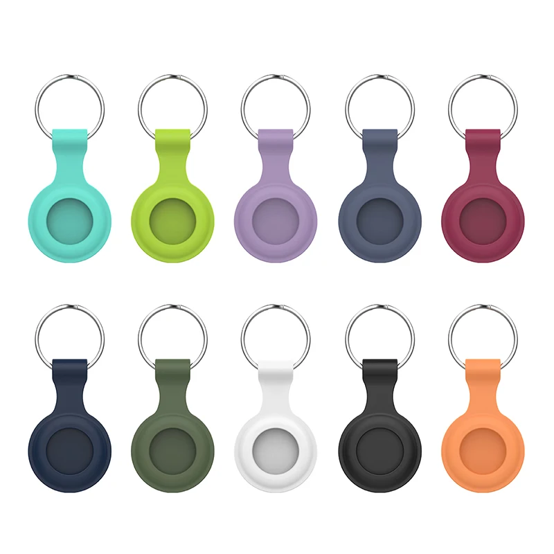 

Silicone Cover Anti-lost Tracker Locator Keychain Protective Cover For Apple Airtag, Blue / deep blue/ orange/ pink / red / watermelon red / yellow