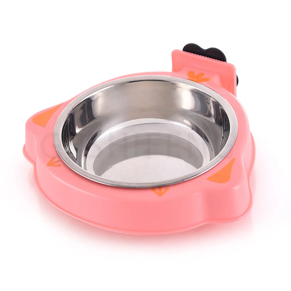 

Drop Shipping Dog Ball Pet Feeder Pet Steel Bowl PP plastic with Stainless steel blue/yellow/pink color, Picture shows