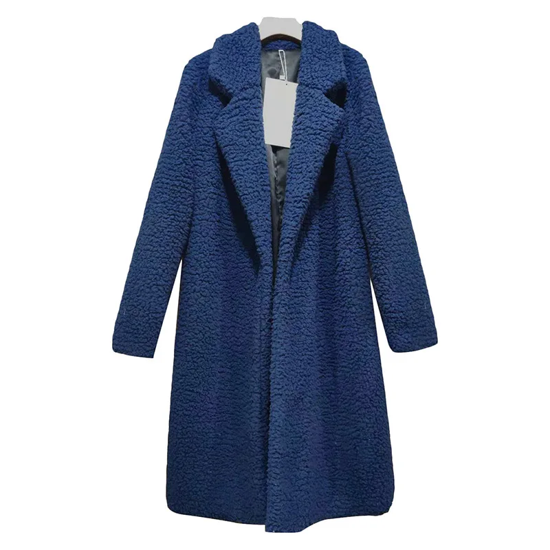 

Large Size Faux Fur Coat Turn Down Collar Fuzzy Fleece Open Front Long Women Sherpa Jacket, 11 colors