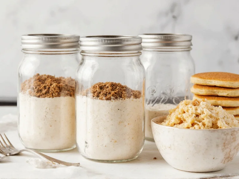 Homemade pancake mix stored in mason jars