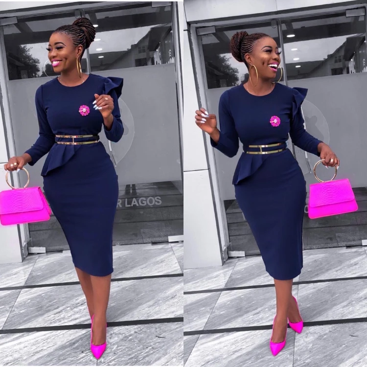 

2021 New Arrival African Turkey Women Fashion Long Sleeve Midi Dress For Ladies Casual Style Wear, Customized color
