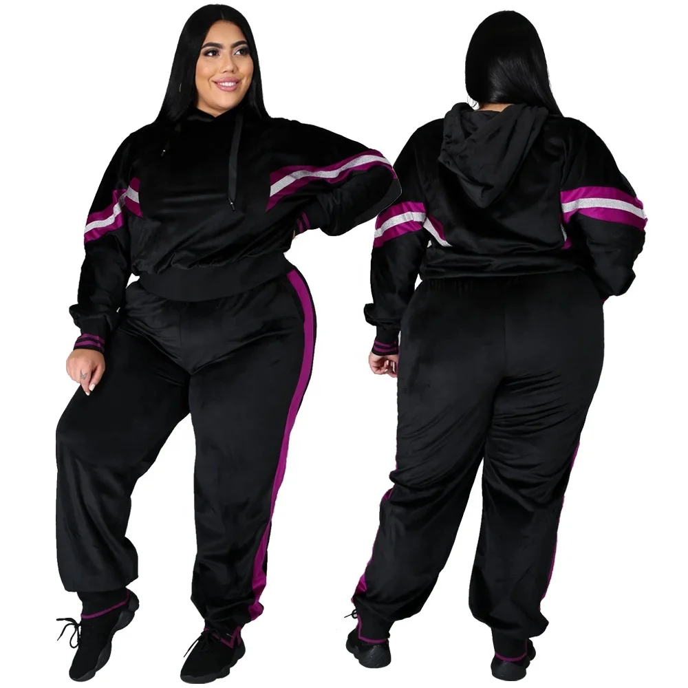 

In Stock European And American Women'S Clothing Popular Velvet Large Size Jogging Suits For Female