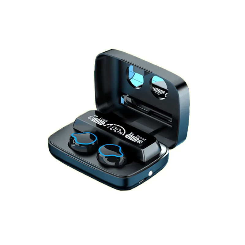 

2021 latest model M9 high quality wireless TWS headset mirror power display BT5.0 touch sports waterproof headset
