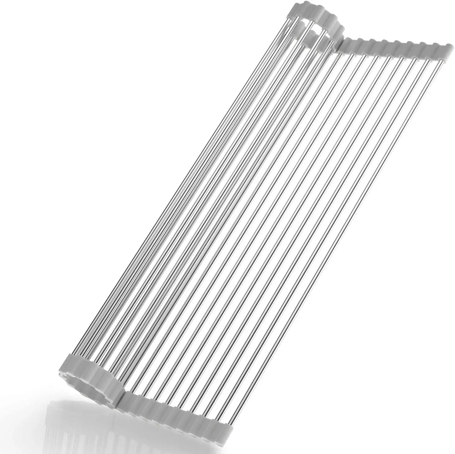 

Food Grade Silicone Coated Stainless Steel Over the Sink Multipurpose Roll-Up Dish Drying Rack