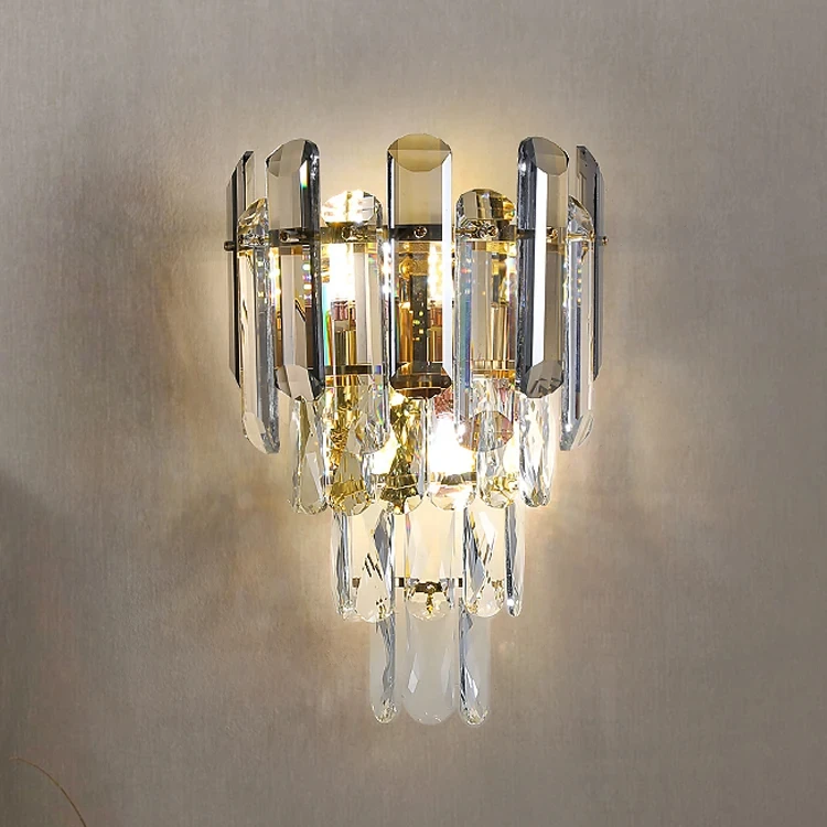 Cost-Effective Luxury Interior Champagne Gold Wall Lamp Sconce Living Room Hotel Lobby Fashion Design Wall Lights