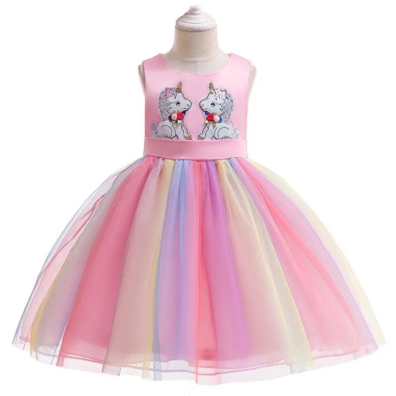 

Girls' dress Princess flower girl wedding dress Unicorn Children's clothing