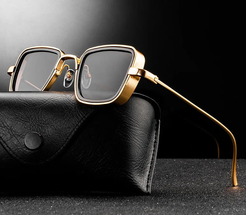 

New arrival fashion style retro vintage man Steam punk Square mental frame Men's Sunglasses