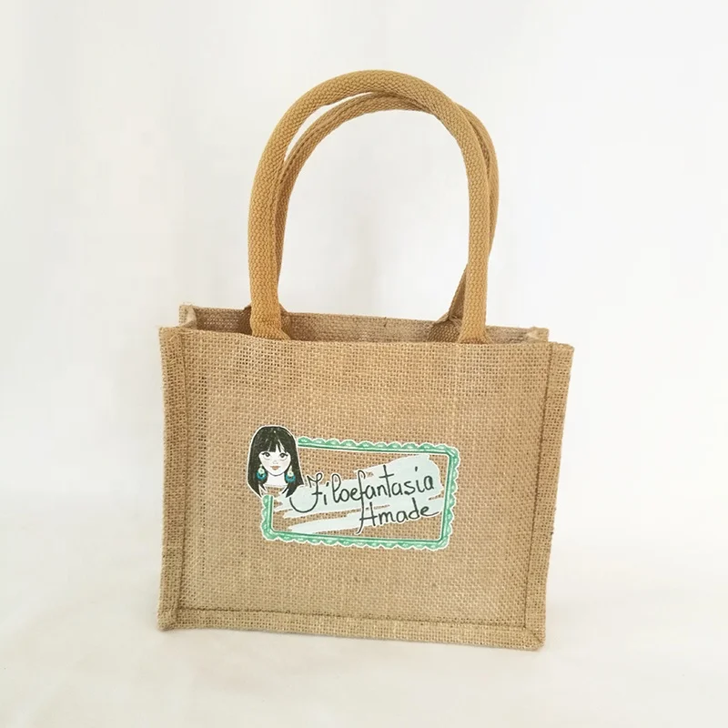 

Hessian Grocery Bag Custom Logo Shopping Tote Jute Bag Linen Hemp Burlap Handbag, Natural color