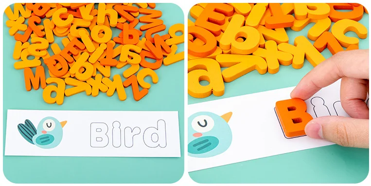 新款式木制拼字玩具木制玩具英语单词识别木制英语单词认知玩具