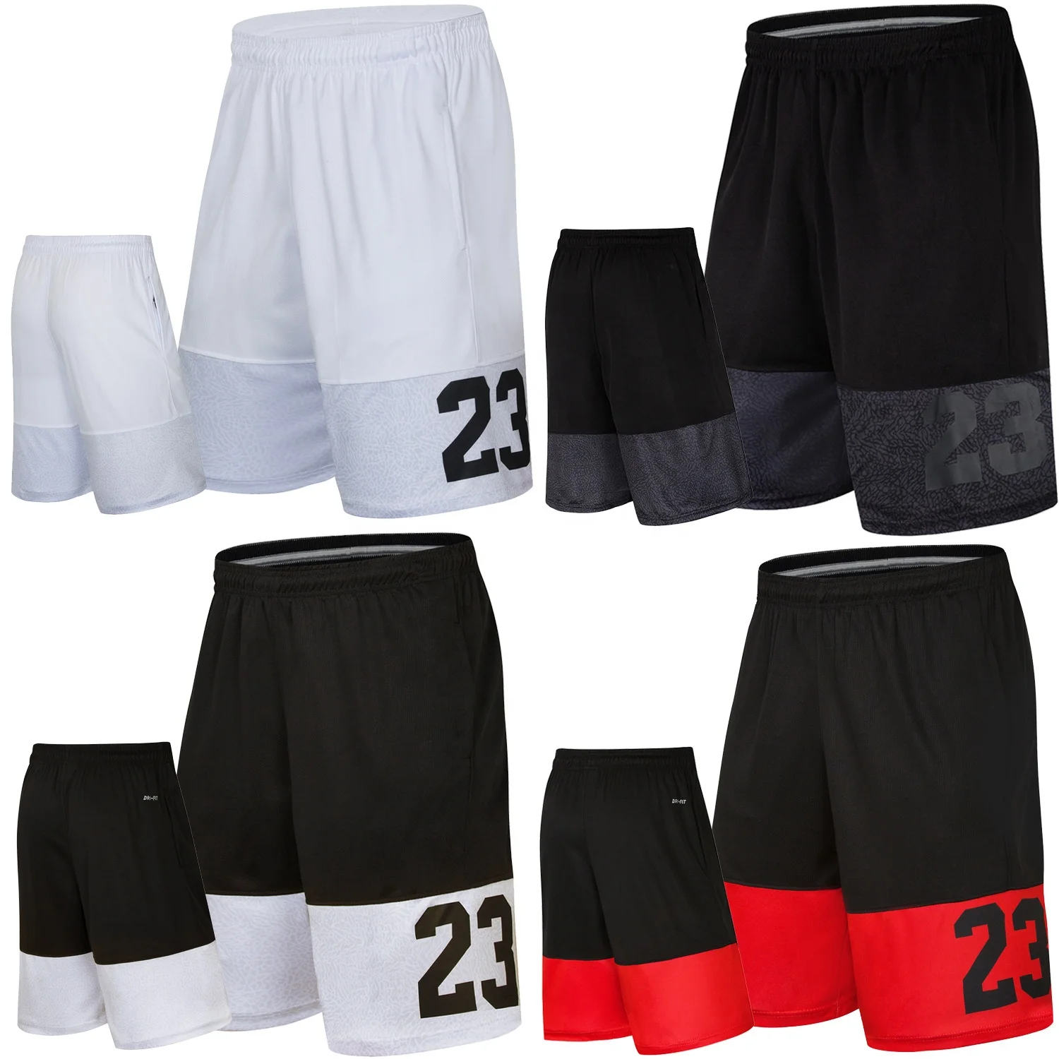 

Quality Breathable Dry-Fit Man Pockets Loose Male Knee Length Number 23 Summer Running Men Five Sports Basketball Shorts, Custom color
