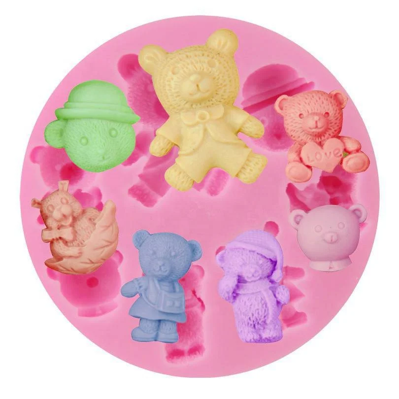 

DIY Plasmin bear Confectionery silicone molds for cake decoration food-grade silicone mini fondant Polymer clay molds, As shown