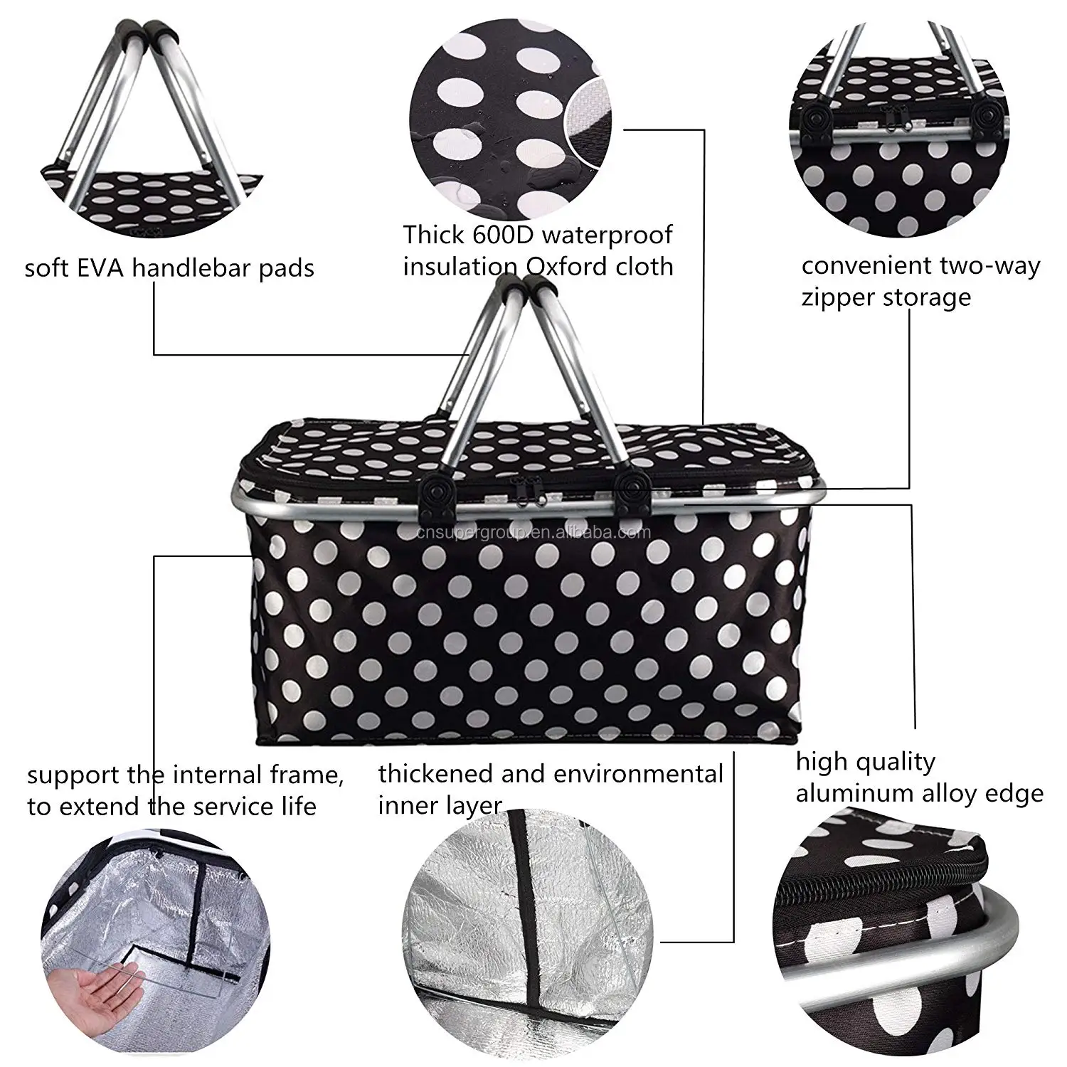 Portable Folding Shopping Baskets With Aluminium Handle For Sale