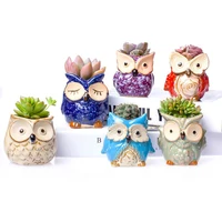 

Ceramic Owl Succulent Pots Cute Animal Plant Planters 2.75" to 3.35" with Drainage Pack of 6