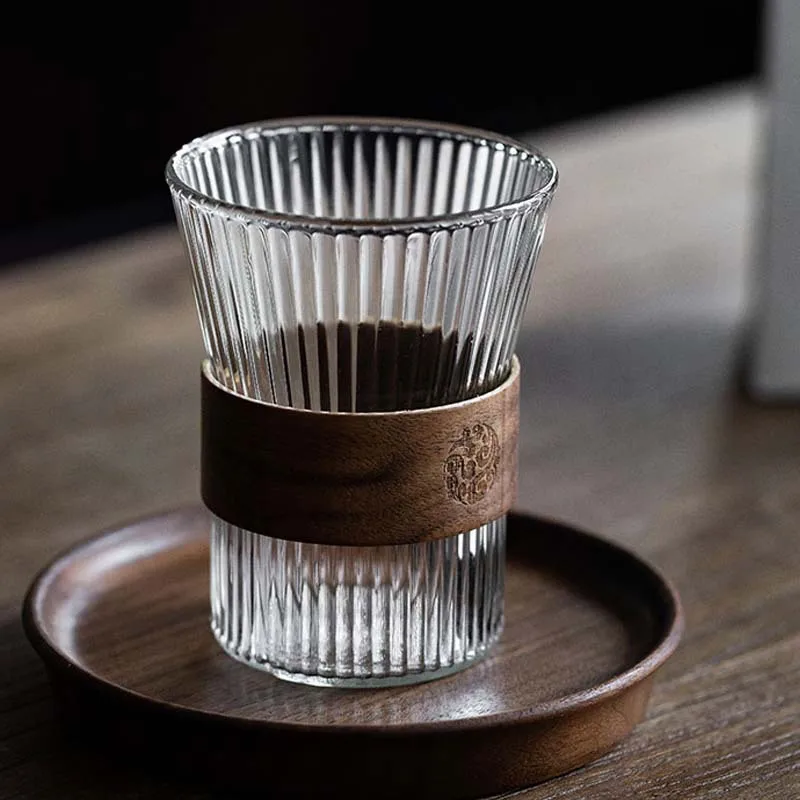 

Wooden Handle Glass Tea Cup Heat-resistant Coffee Milk Cup, Same as the picture
