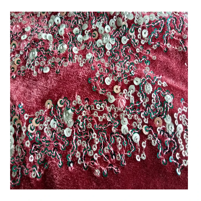 

2020 multicolor velvet sequined intellectual women's dress of stage decoration fabric, Accept customized color